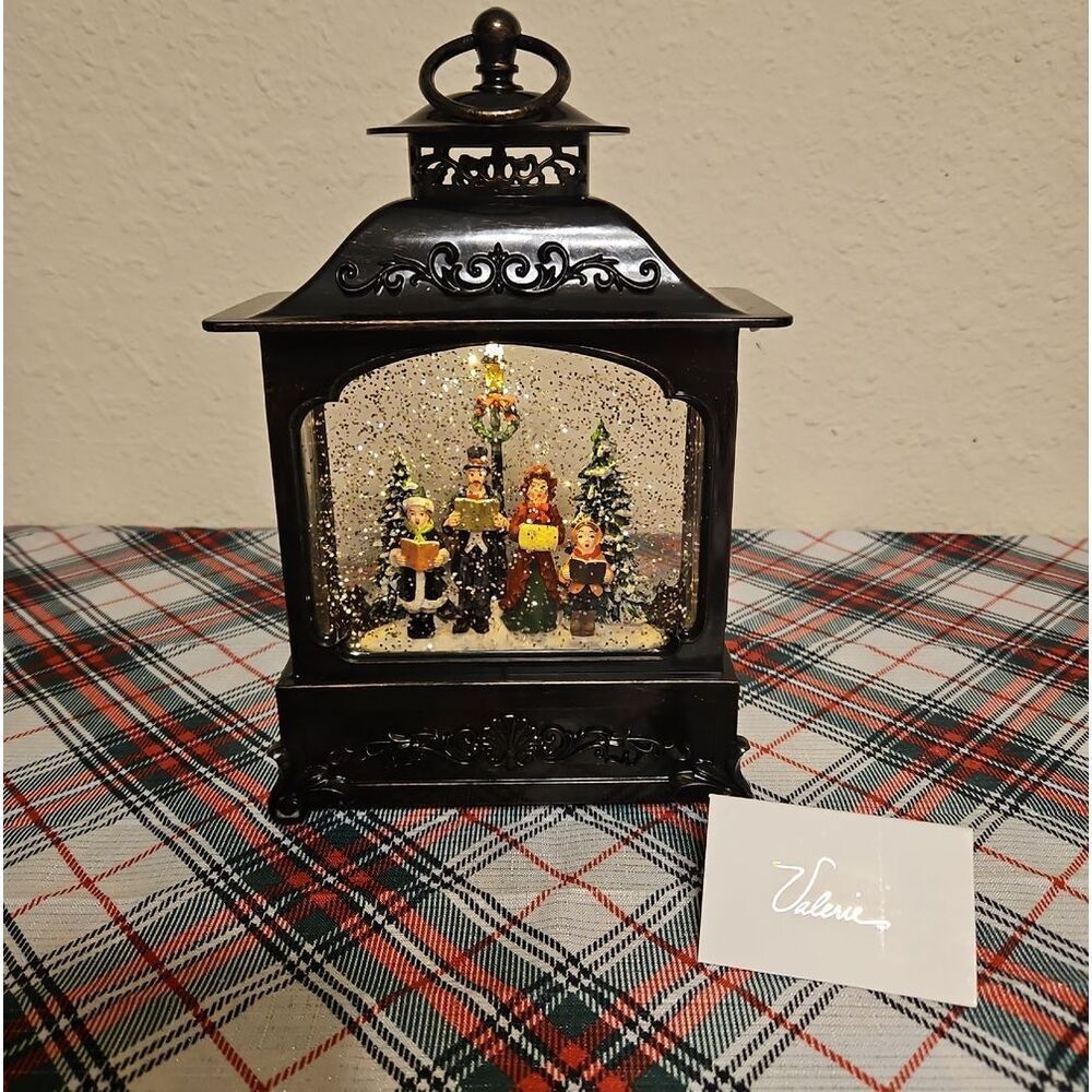 Valerie Parr Hill "Christmas Carolers" Lighted Snow Globe Lantern Holiday Decor